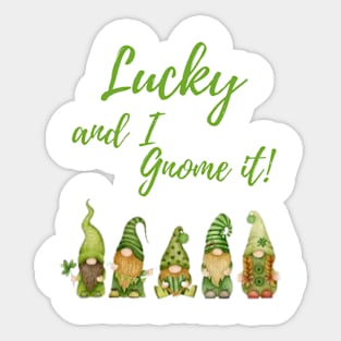 Lucky and I Gnome It Sticker